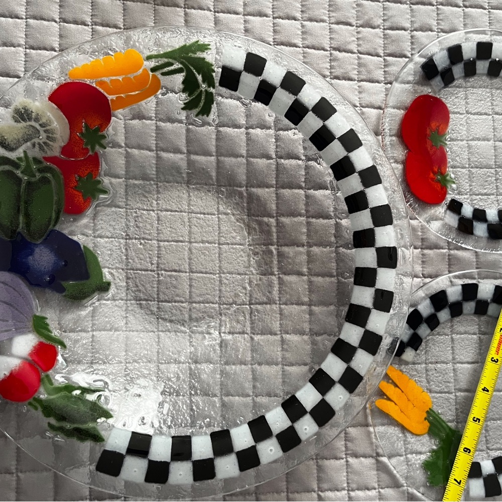 3 piece Peggy Karr Veggie Checkerboard set- collectible 1988